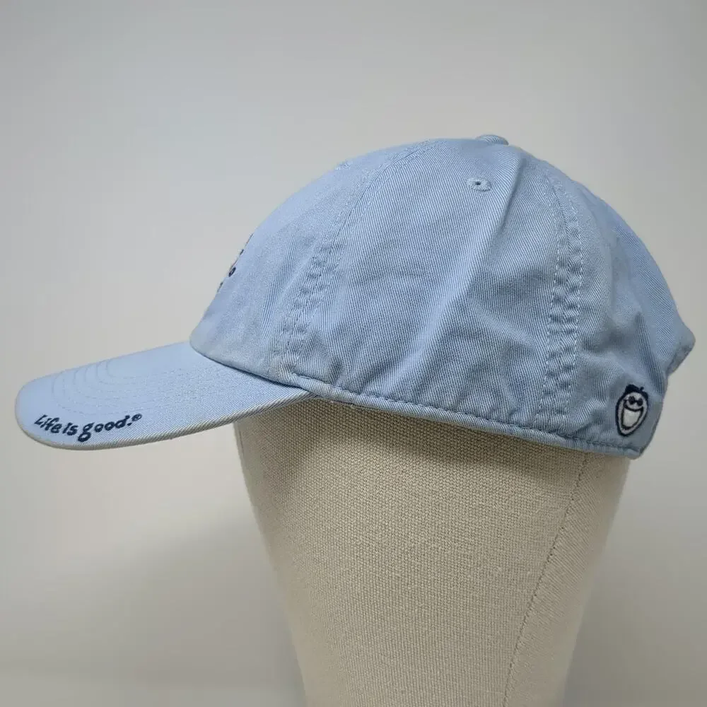 Life is Good Baseball Cap Blue One Size Dog Surfing Embroidered Slideback Hat